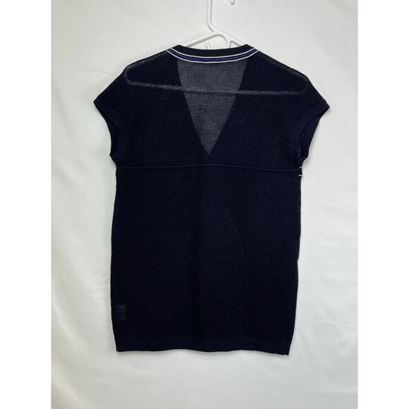 Tori Burch Women's Small Blue/Gray 100% Merino Wool Embroidered Sweater Vest - Picture 7 of 7
